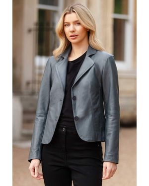 Ashwood Leather 'Angelica' Real Two Button Blazer - Grey