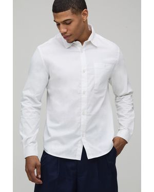 BoohooMAN Regular Fit Long Sleeve Cotton Shirt - White