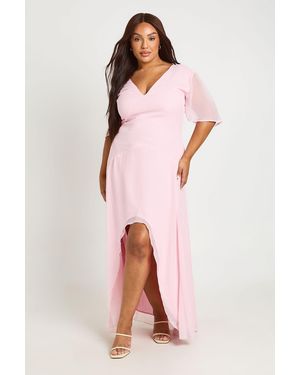Boohoo Plus Chiffon Plunge Maxi Dress - Pink
