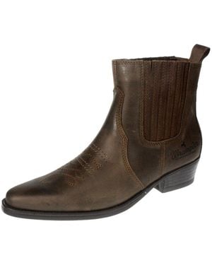 Wrangler Tex Mid Leather Chelsea Cowboy Boots - Brown