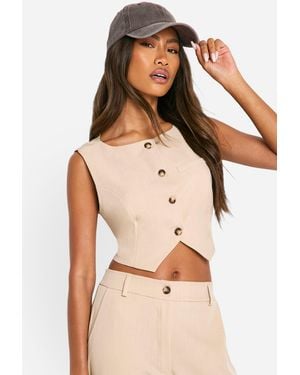 Boohoo Open Back Tailored Waistcoat - Natural