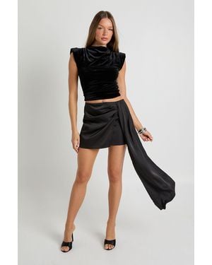 Boohoo Satin Draped Mini Skirt - Black