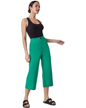 Roman Cropped Stretch Culotte - Green