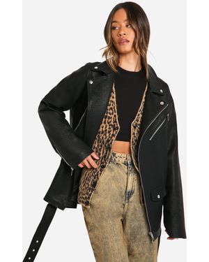 Boohoo Tall Ultimate Oversized Faux Leather Biker Jacket - Black
