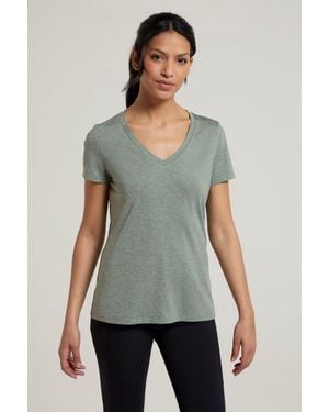 Mountain Warehouse 'Vitality' V Neck Tee Quick Wicking Comfy T-Shirt - Grey