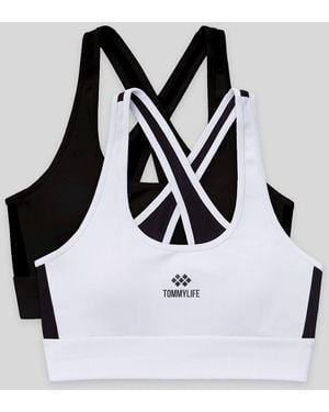 TOMMY LIFE Fitted Sleeveless Crop Sports Top - White