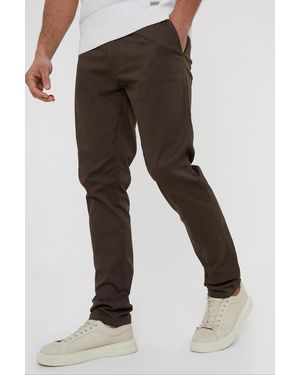 Threadbare 'Castello' Cotton Slim Fit Chino Trousers With Stretch - Brown