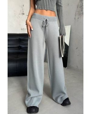 Hiccup High Waist Elastic Sweatpant Trousers - Grey
