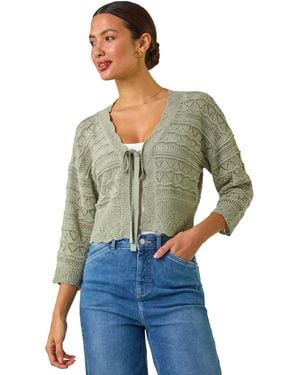 Roman Textured Scallop Shrug - Blue