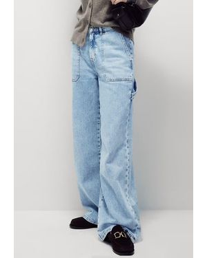 Marks & Spencer M&S Relaxed High Waisted Carpenter Wide Leg Jeans - Blue