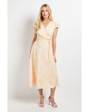 Wallis Petite Floral Burn Out Ruffle Midi Dress - Natural