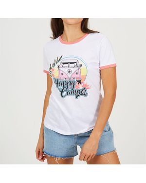 Brave Soul Camper Ringer T-Shirt - White