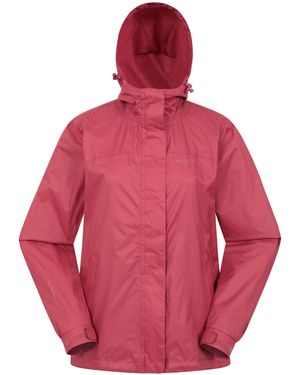 Mountain Warehouse 'Torrent' Waterproof Jacket With Adjustable Hood & Cuffs Long Sleeve Trekking Raincoat - Pink