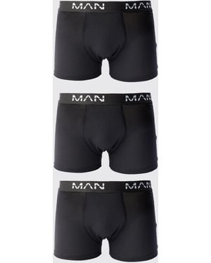 BoohooMAN 3 Pack Dash Mid Length Trunks - Black