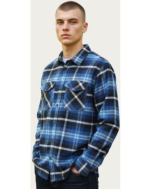 Zara Check Flannel Shirt With Patch Pockets - Blue