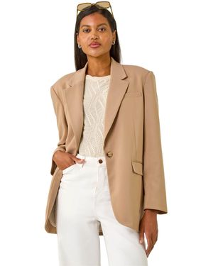 Roman Single Breasted Smart Blazer - Natural