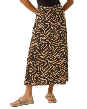 Roman Abstract Animal Print A-Line Skirt - Grey