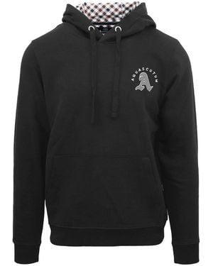 Aquascutum Hooded Neck Long Sleeve Sweatshirt With Kangaroo Pocket - Black