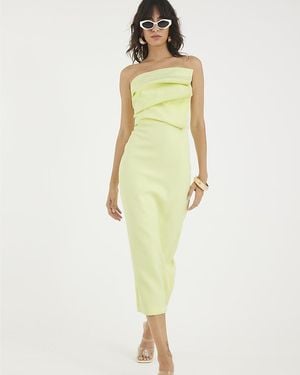 River Island Midi Dress Sculpted Bandeau Tailored - Yellow