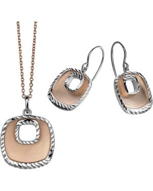 Orphelia 925 Sterling Set: Chain-Pendant + Earrings - Metallic