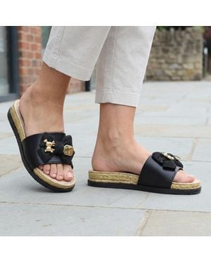 Wynsors Flatform Mule Sandals Wade Slip On - Black