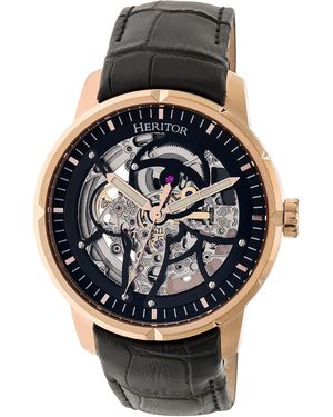 Heritor Heritor Automatisch Ryder-skelethorloge Met Leren Band - Meerkleurig