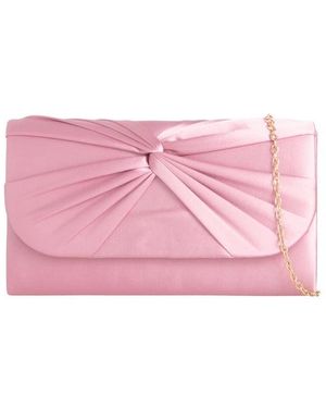SVNX Ruched Satin Clutch - Pink
