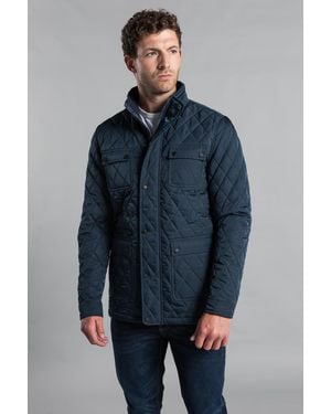 Kensington Eastside Diamond Quilted Funnel Neck Jacket - Blue