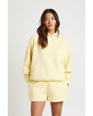 Boohoo High Waist Sweatshort With Internal Drawcord - Natural