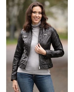Monom 'Paradise' Leather Fashion Biker Jacket - Brown