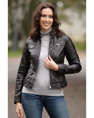 Monom 'Paradise' Leather Fashion Biker Jacket - Brown