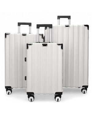 Infinity Leather Hardshell Suitcase Robust 8 Wheel Luggage Cabin Case Bag - Grey