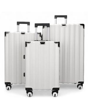 Infinity Leather Hardshell Suitcase Robust 8 Wheel Luggage Cabin Case Bag - Grey