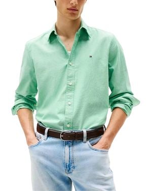Tommy Hilfiger Shirts Regular Fit Oxford Long Sleeve Casual Cotton Formal - Green