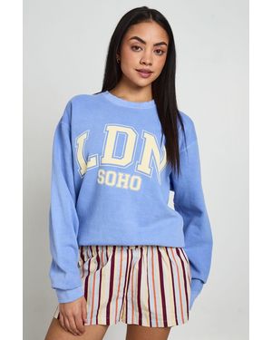 Boohoo Washed London Printed Sweatshirt - Blue