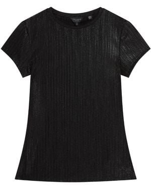 Ted Baker Katrino Metallic T-Shirt Met Korte Mouwen En Ronde Hals - Zwart