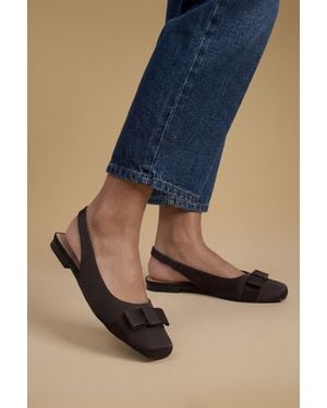 Oasis Olivia Satin Bow Detail Slingback Ballet Court Shoes - Blue