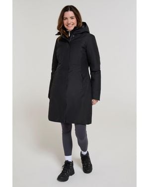 Mountain Warehouse 'Polar' Hybrid Long Padded Jacket Waterproof Hooded Down Winter Coat - Blue