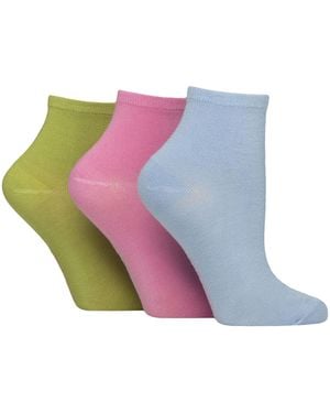 Sock Shop 3 Pack Ladies Plain Bamboo Anklet Socks - Multicolour