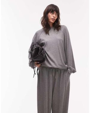 TOPSHOP Premium Rib Raglan Sweat - Grey