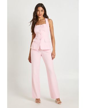 Boohoo Straight Leg Tailored Trousers - Pink