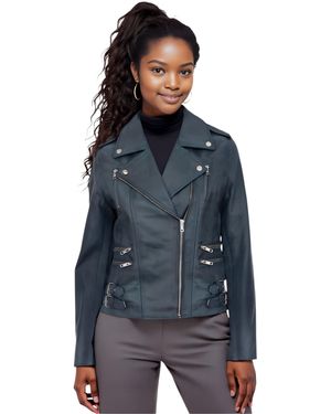 Infinity Leather Brando Biker Jacket-Constantia Lamb Leather - Blue