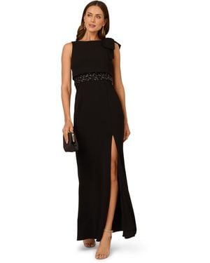 Adrianna Papell Crepe Popover Bead Gown - Black