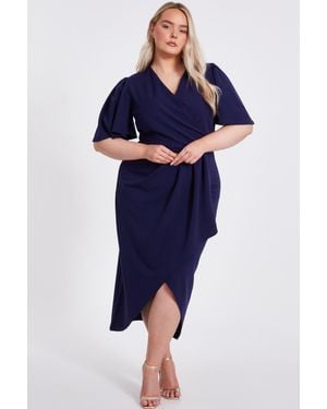 Quiz Curve Wrap Midi Dress - Blue