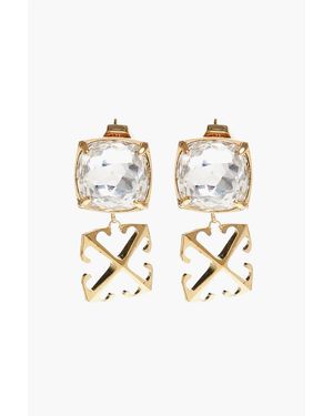 Off-White c/o Virgil Abloh Oorbellen Van Messing Met Gouden Hanger En Kristal In Goud - Metallic