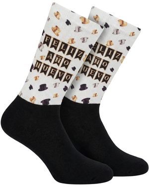 Jenes Socks Funny Printed Long For And - Black