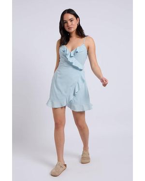 Urban Bliss Cami Woven Frill Tea Dress With Lining - Blue