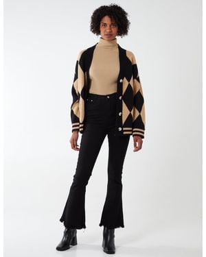 Blue Vanilla High Waist Flare Trousers - Black