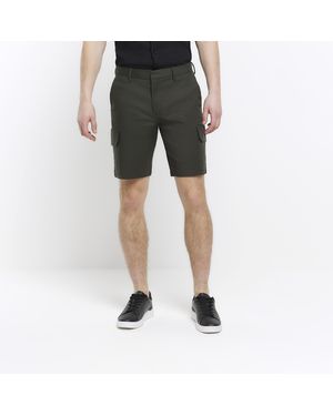 River Island Cargo Shorts Slim Fit Utility Cotton - Black