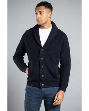 Tokyo Laundry Dark Shawl Neck Ribbed Cardigan - Blue